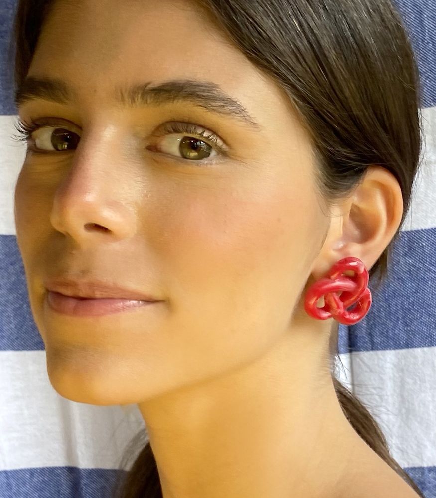 Baby Pretzel Earrings Red - Image 6