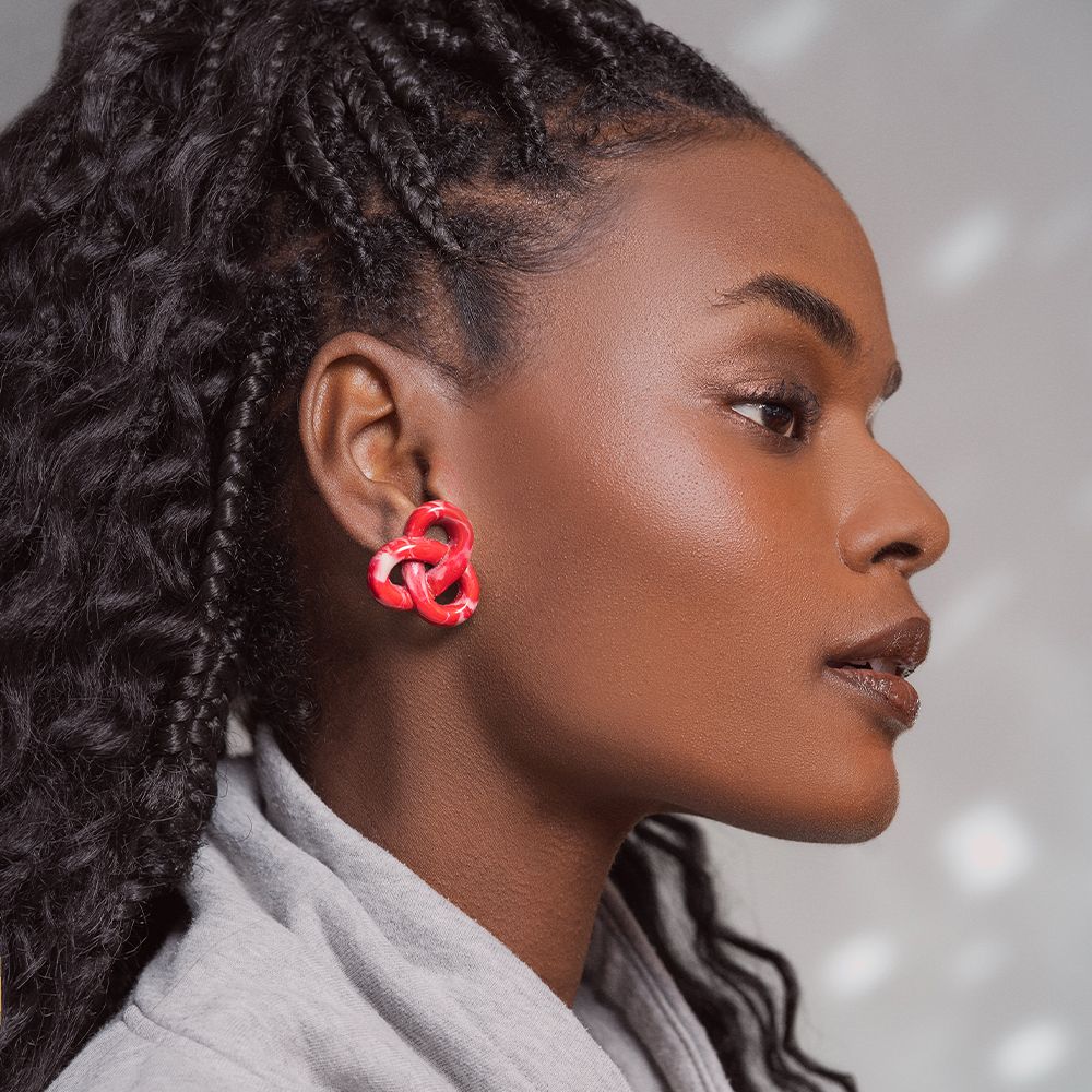 Baby Pretzel Earrings Red - Image 2