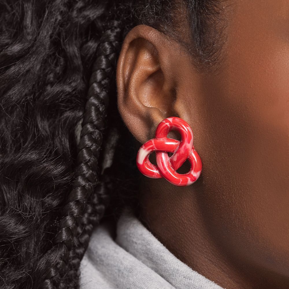 Baby Pretzel Earrings Red - Image 3