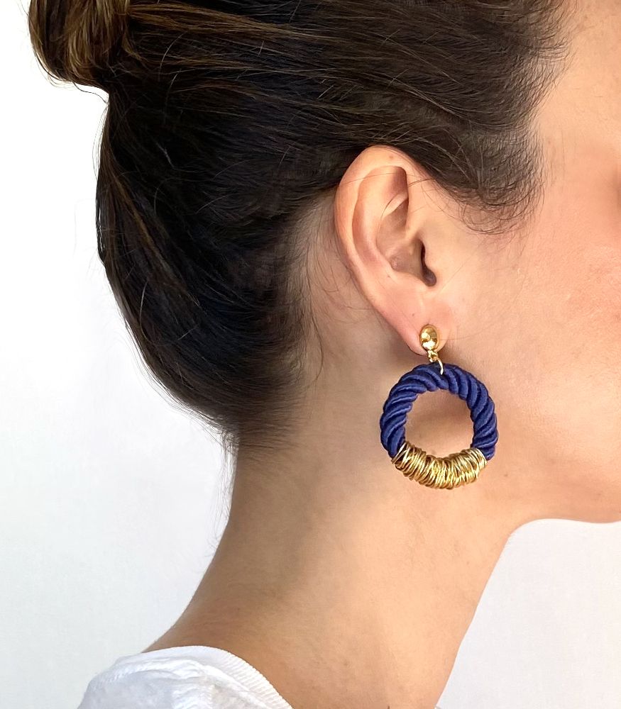 São Francisco Cord Earrings Blue - Image 2