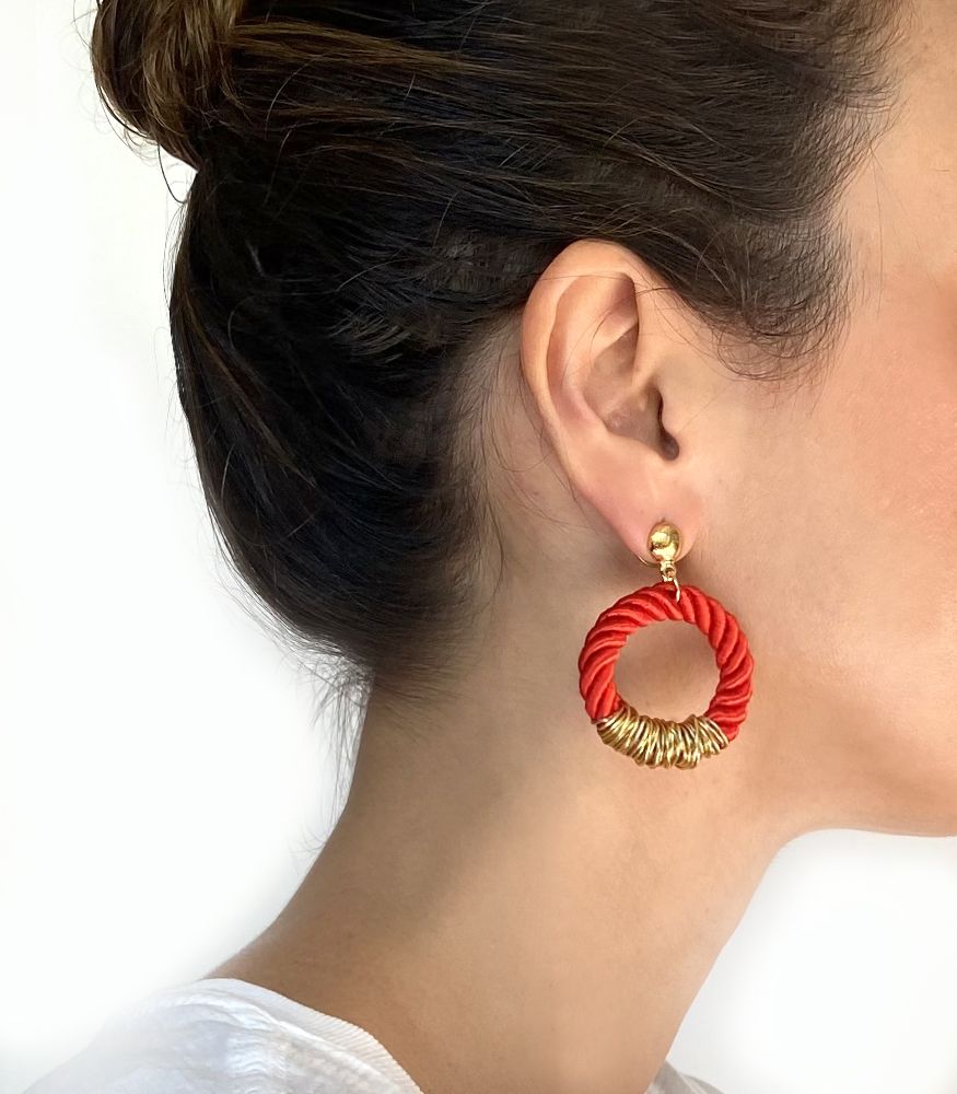 São Francisco Cord Earrings Red - Image 2