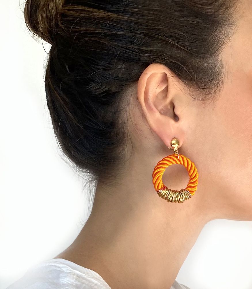 São Francisco Cord Earrings Orange - Image 2