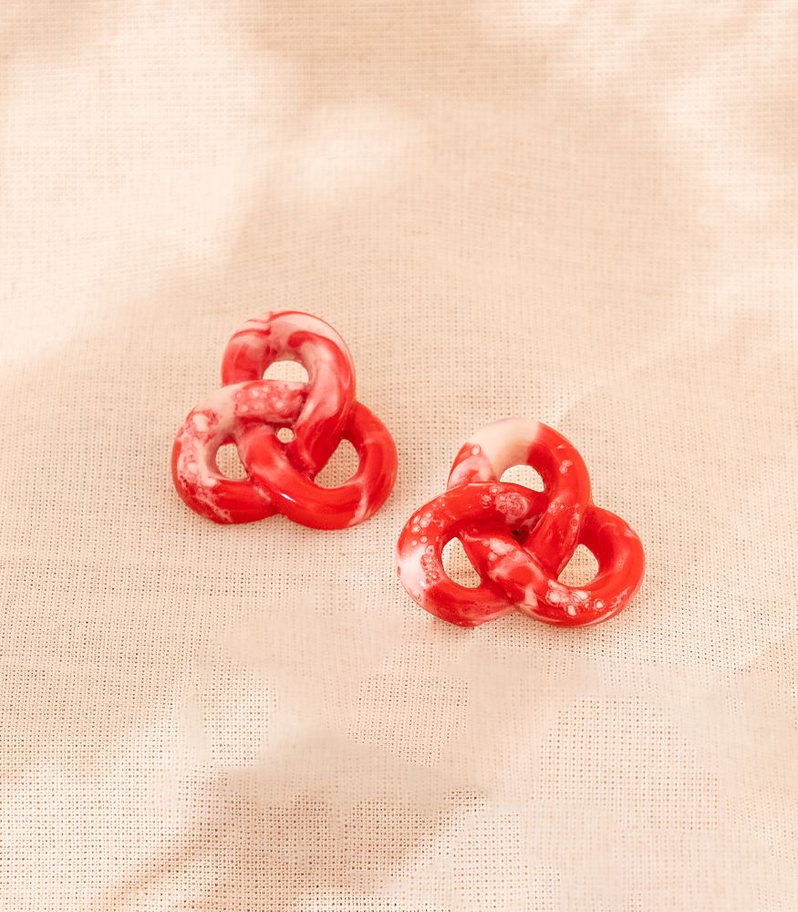 Baby Pretzel Earrings Red - Image 4