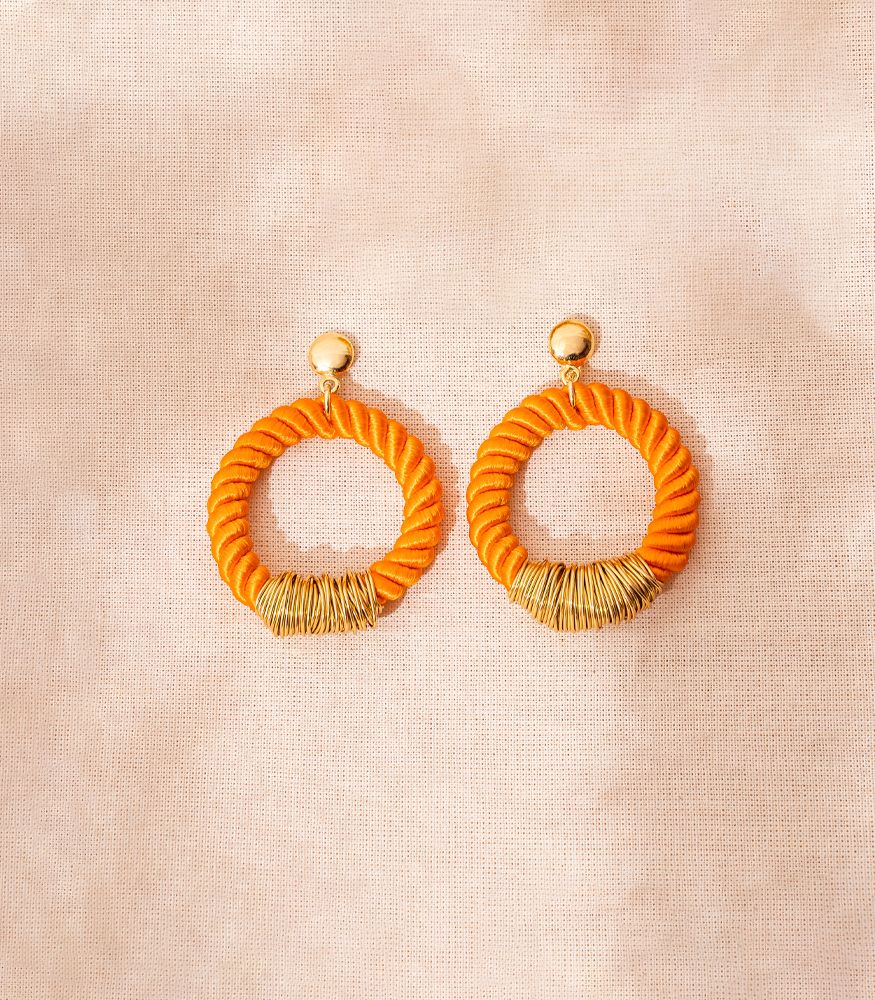 São Francisco Cord Earrings Orange - Image 3