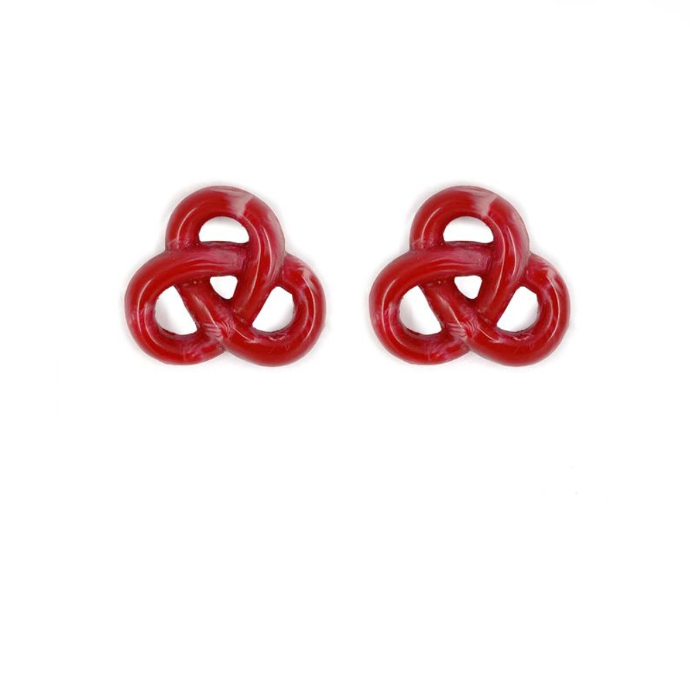 Baby Pretzel Earrings Red