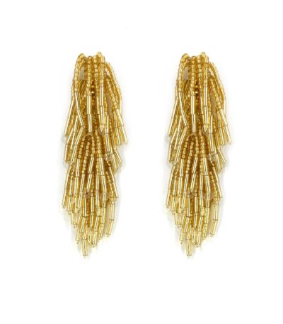 Bead Tulle Gold Earrings